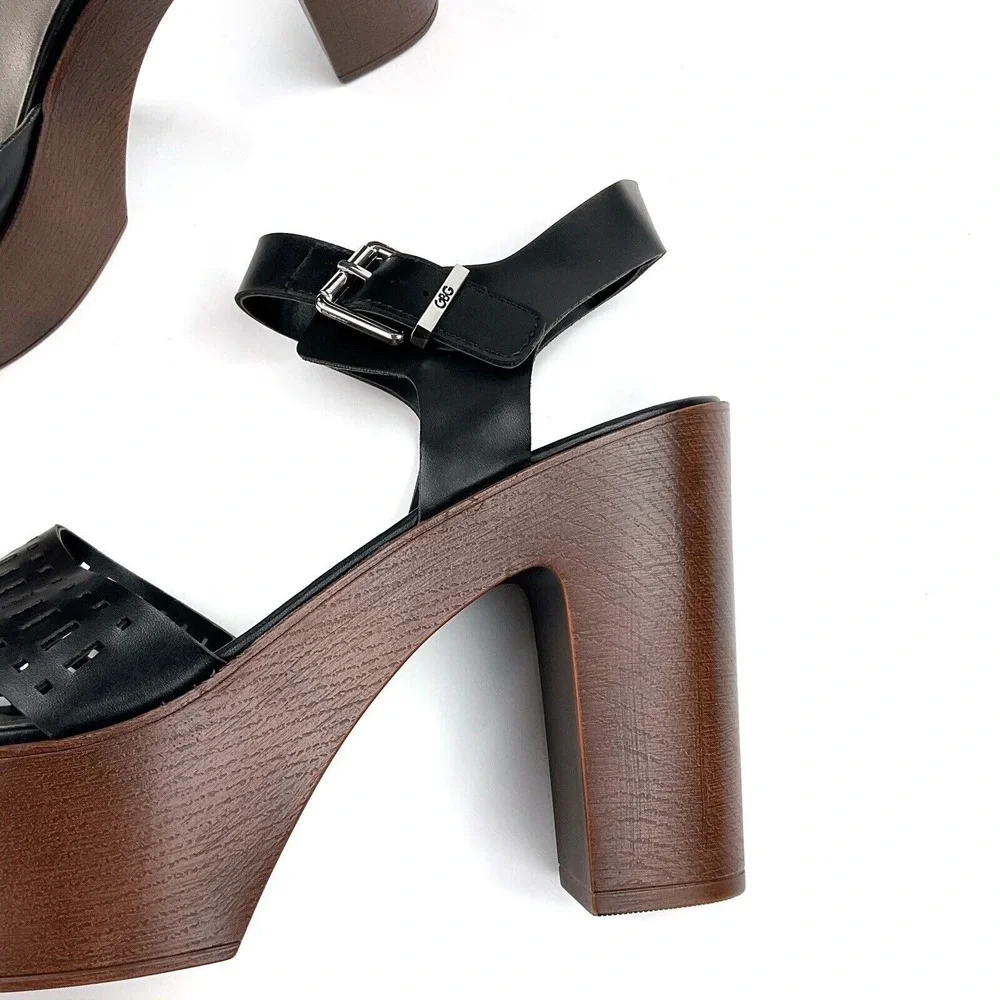GBG Los Angeles Sandals Women 9 Black Strappy Platform Buckle Jelty NWOT